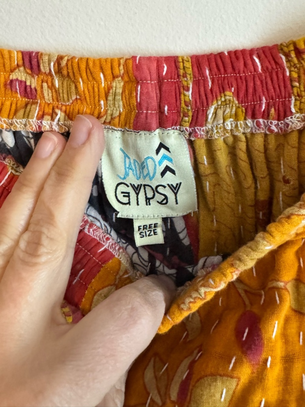 Jaded Gypsy Kantha Sunrise Ruffle Pants Quilted Patchwork Boho One Size - Picture 6 of 12